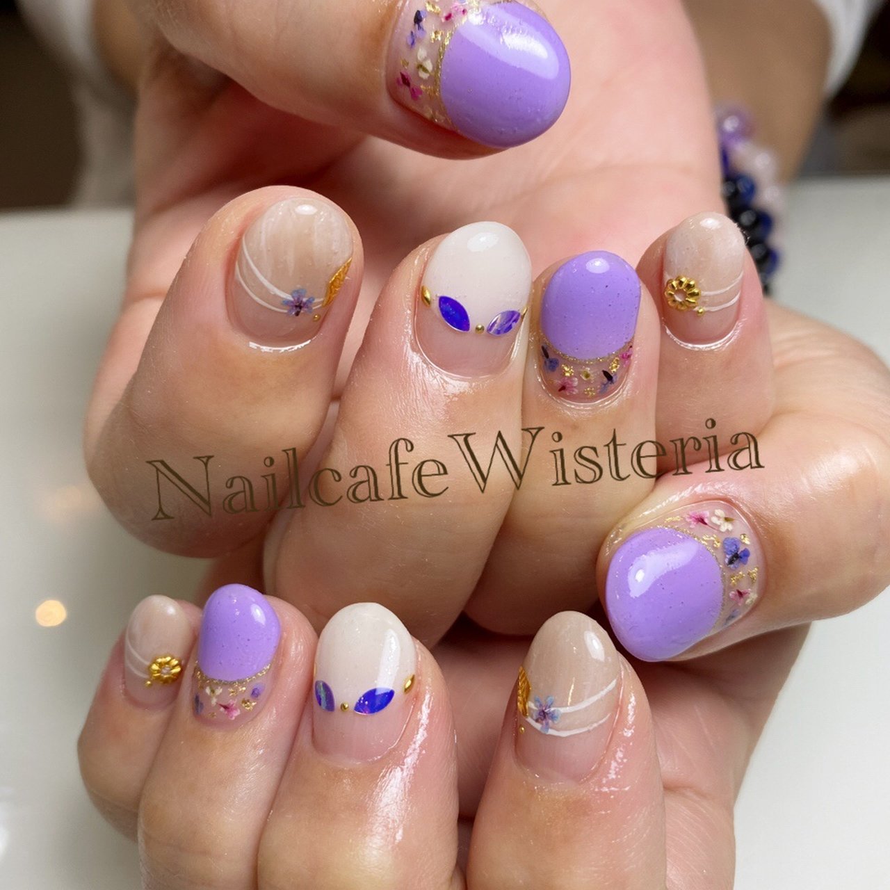 春 ピンク パープル グレージュ Nailcafewisteriaのネイルデザイン No ネイルブック