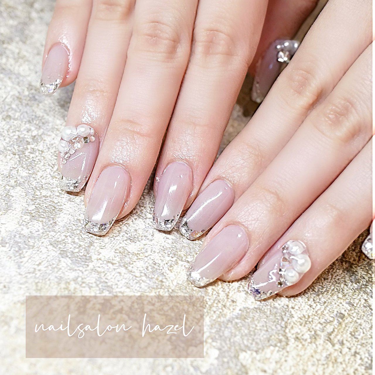 オールシーズン ブライダル パーティー ハンド シンプル Nailsalon Hazelのネイルデザイン No ネイルブック