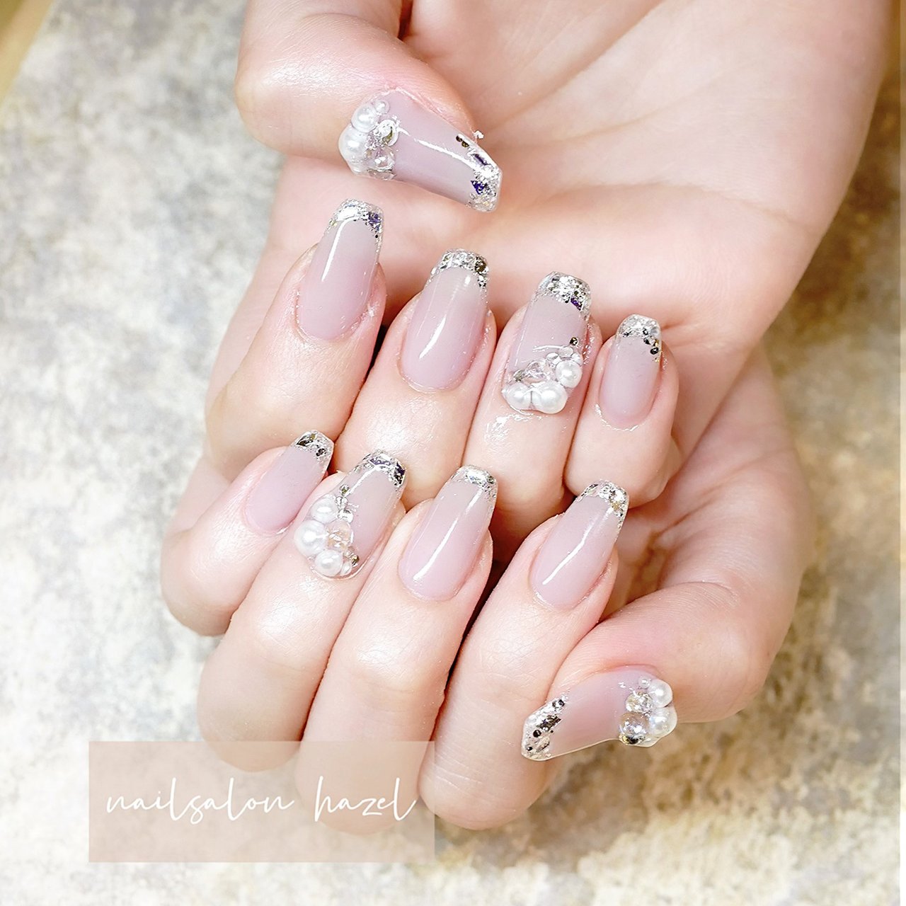 オールシーズン ブライダル パーティー ハンド シンプル Nailsalon Hazelのネイルデザイン No ネイルブック