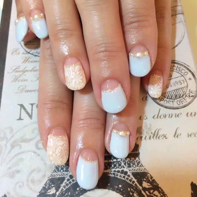 レース ブルー お客様 Nailroommのネイルデザイン No 78 ネイルブック