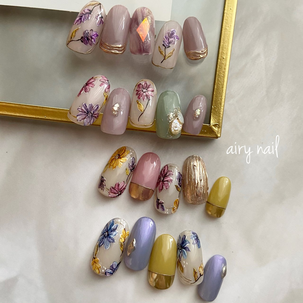 春 夏 ハンド フラワー ロング Airynailのネイルデザイン No ネイルブック