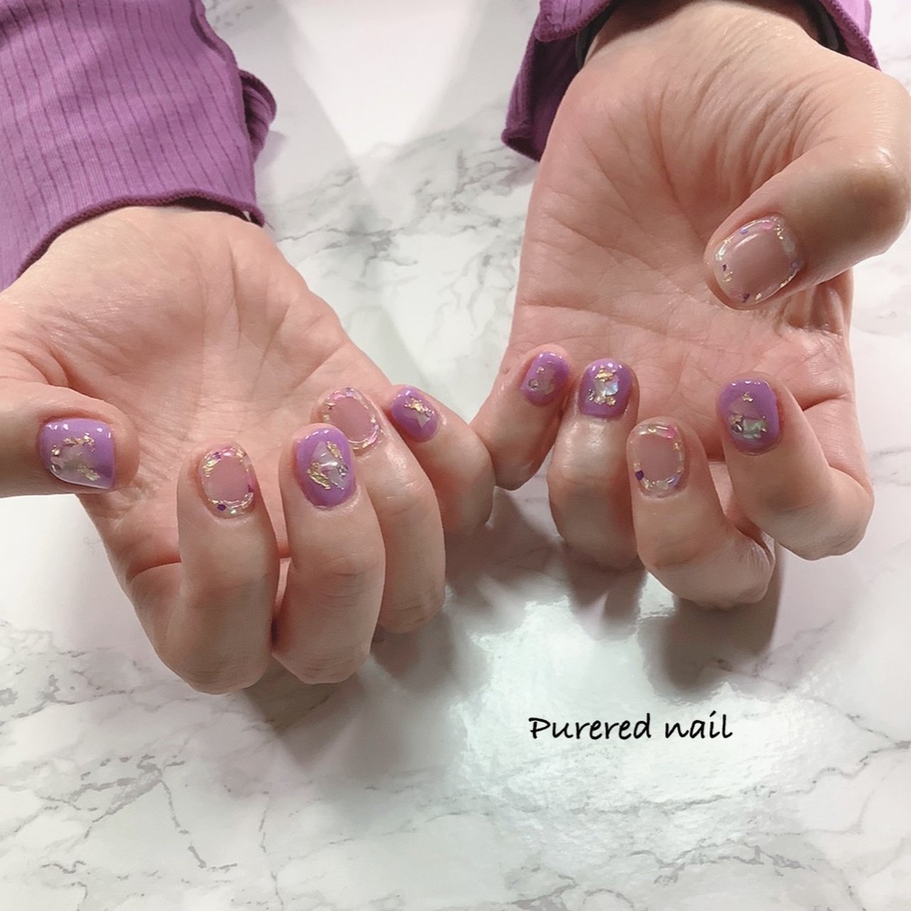 春 ハンド シェル ショート パープル 今内知津子のネイルデザイン No ネイルブック