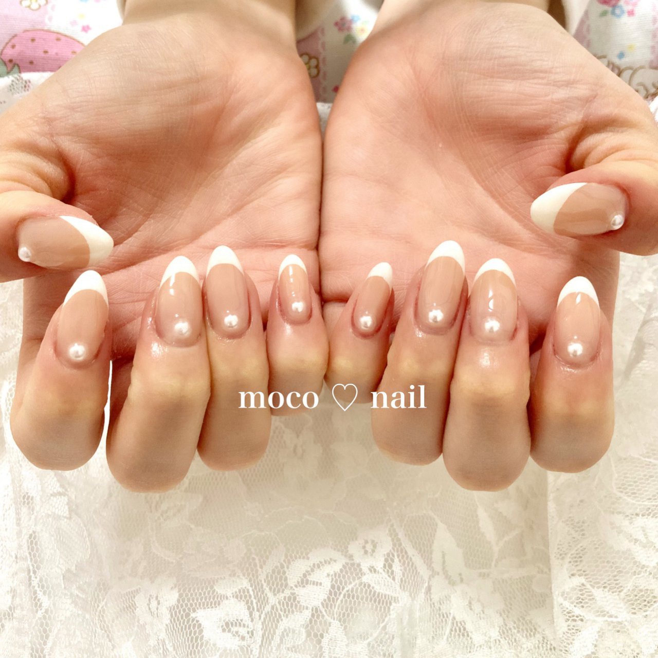 ハンド シンプル フレンチ ホワイト ベージュ Moco Nailのネイルデザイン No ネイルブック