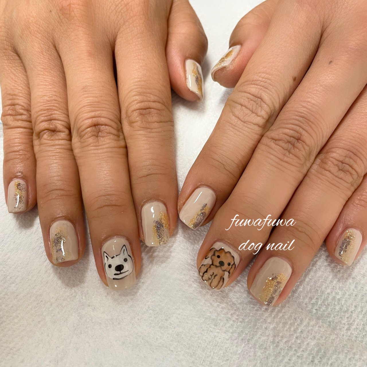 オールシーズン ハンド ベージュ ブラウン ゴールド Fuwafuwa Takakoのネイルデザイン No ネイルブック