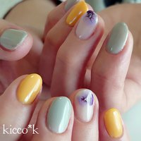 イエロー グレーのネイルデザイン ネイルブック