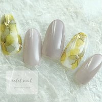 イエロー グレーのネイルデザイン ネイルブック