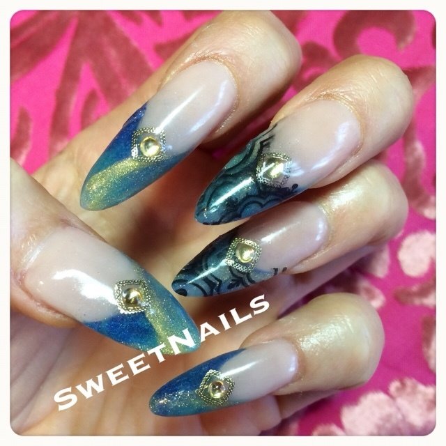 ハンド フレンチ グリーン スカルプチュア セルフネイル Sweetnails 045のネイルデザイン No 787102 ネイルブック