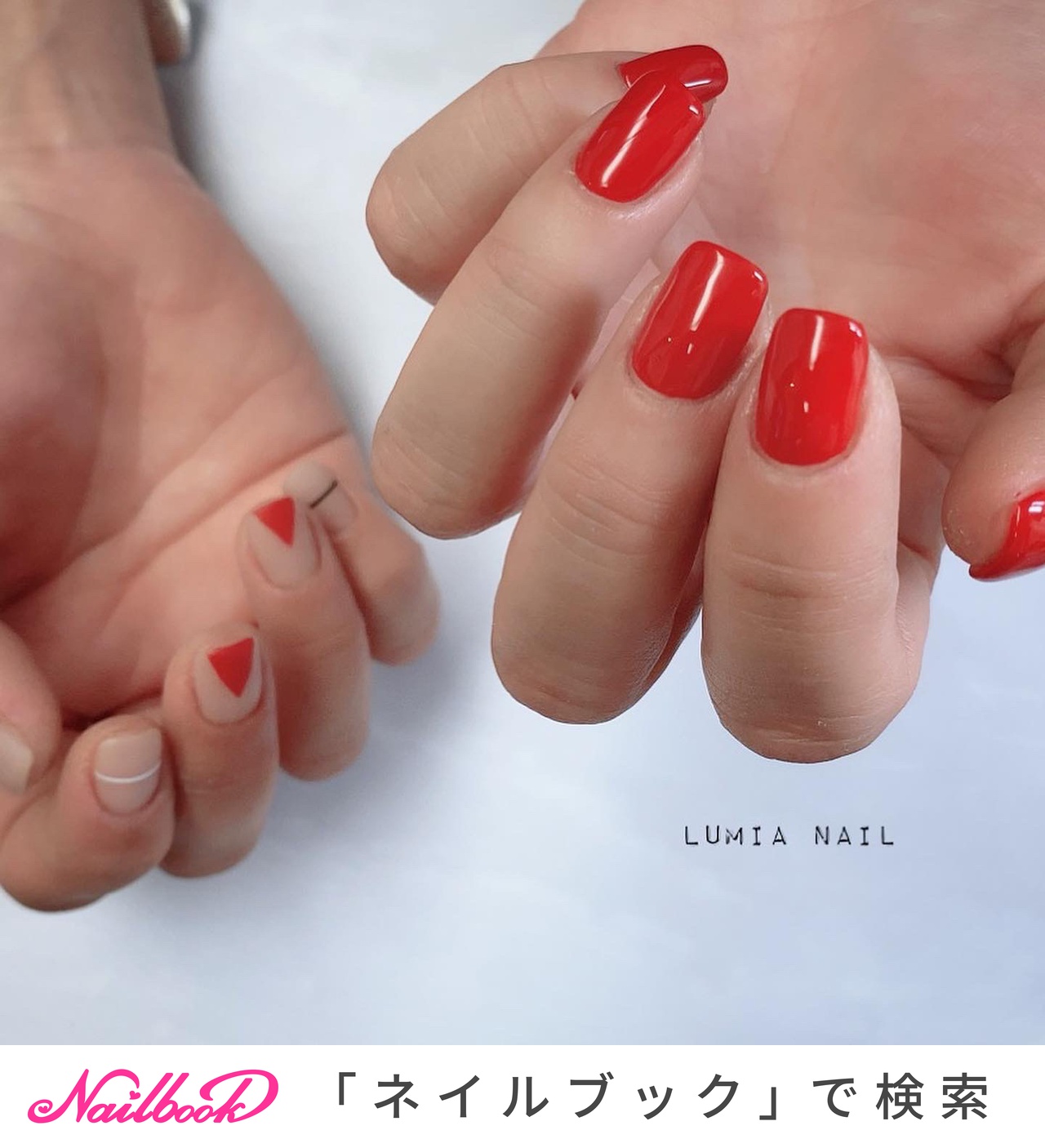 マット 赤のネイルデザイン ネイルブック