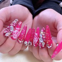 スーパーロング ピンクのネイルデザイン ネイルブック