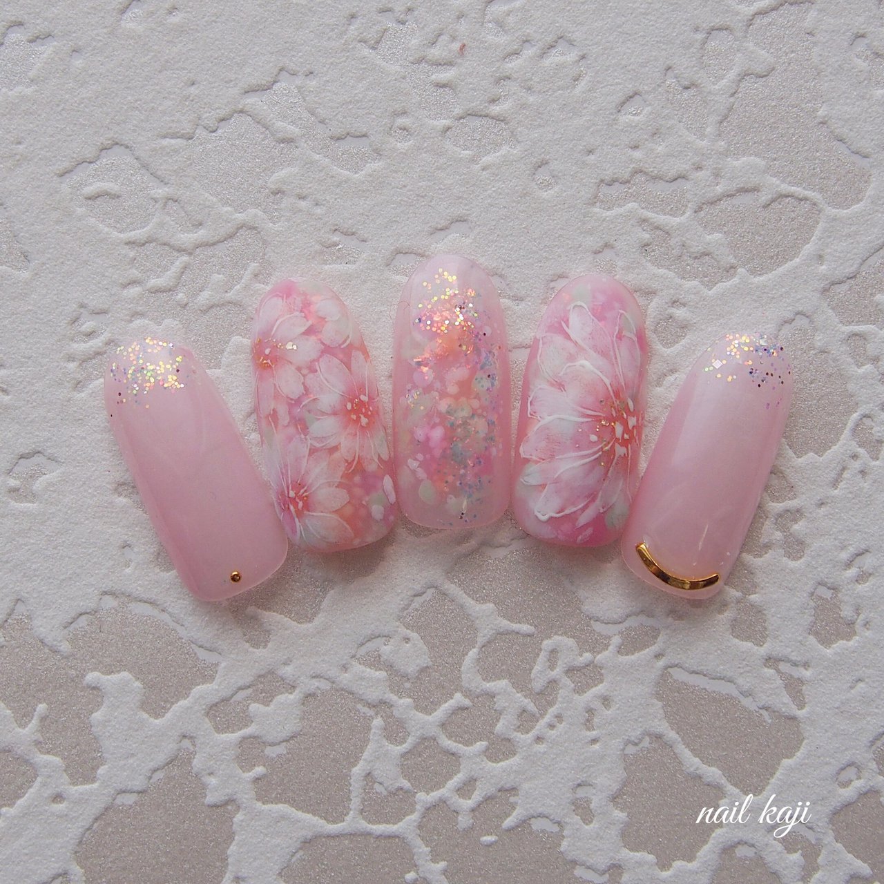 春 夏 ハンド フラワー ピンク Nail Kajiのネイルデザイン No ネイルブック