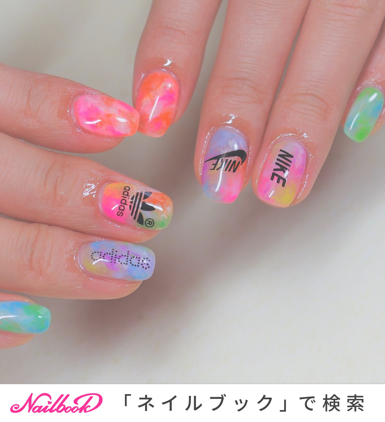 春 夏 オールシーズン ハンド タイダイ Nailsalon Lampのネイルデザイン No ネイルブック