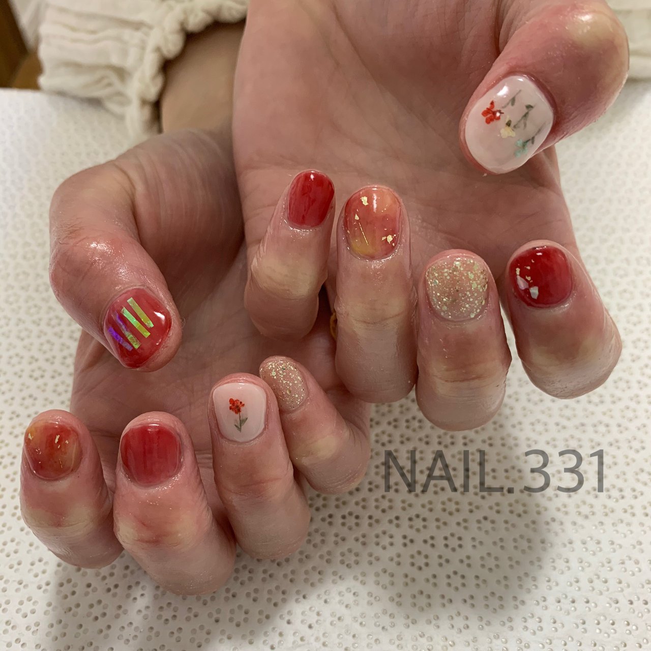 春 ハンド フラワー ニュアンス 押し花 Nail331のネイルデザイン No ネイルブック