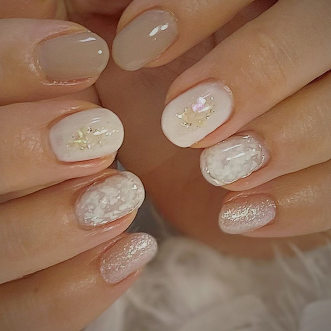 オールシーズン ハンド ラメ シェル ミラー Zero Mam Nailのネイルデザイン No ネイルブック