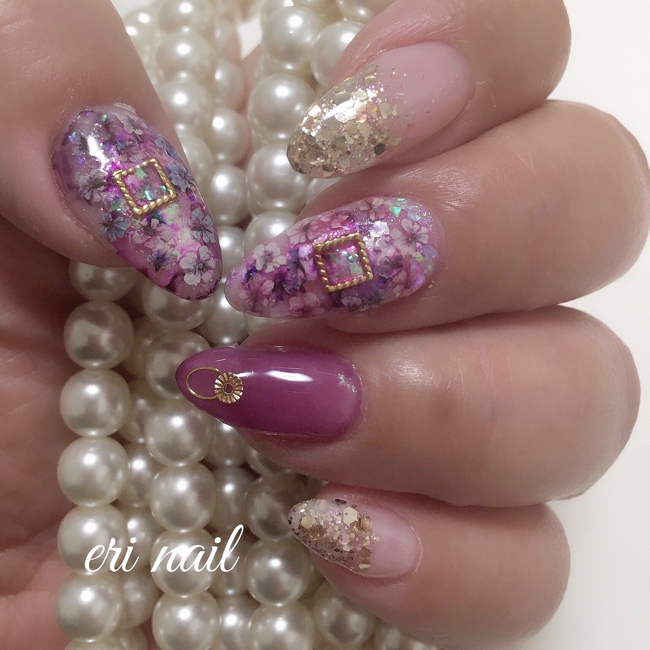 春 夏 秋 ハンド 押し花 名古屋市天白区 自宅ネイルサロン Eri Nailのネイルデザイン No ネイルブック