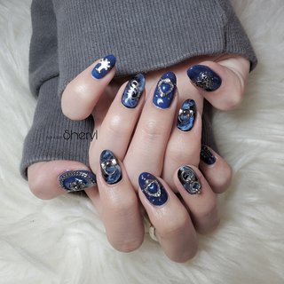 2025年】新着順｜ネイビー/#碧棺左馬刻ネイルのネイルデザイン｜ネイル