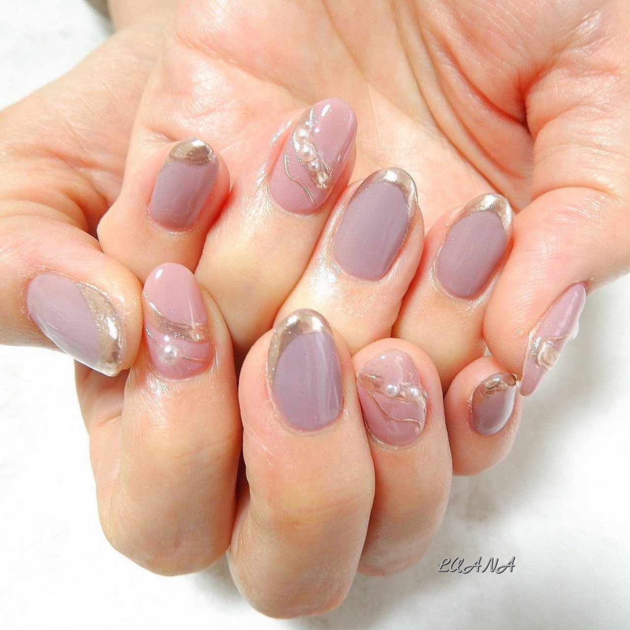 ピンク パープル ゴールド 紫音のネイルデザイン No ネイルブック