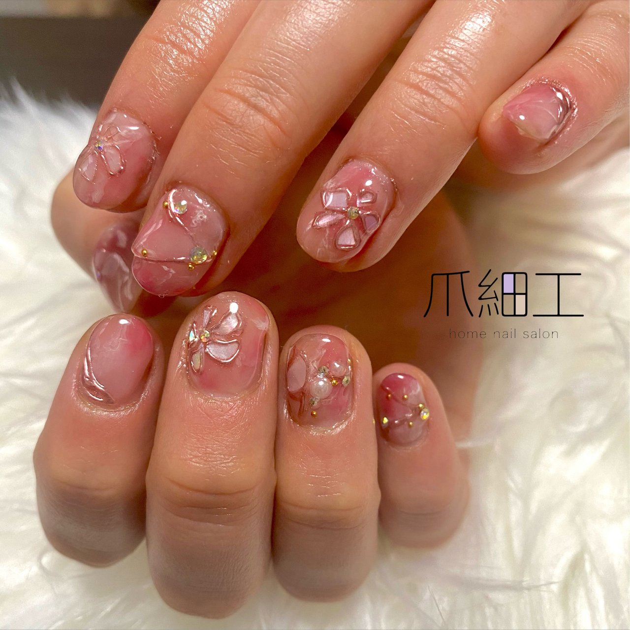 シェル フラワー ネイル 夏 桜 シェルフラワー ネイル ネイルチップ 春 
