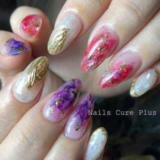 アルコールインクアートのネイルデザイン ネイルブック