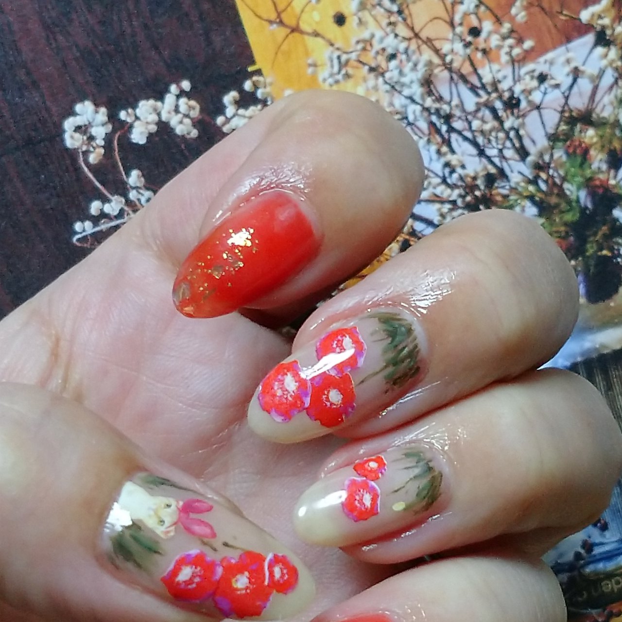 春 夏 ハンド フラワー アニマル柄 ひよたんままのネイルデザイン No ネイルブック