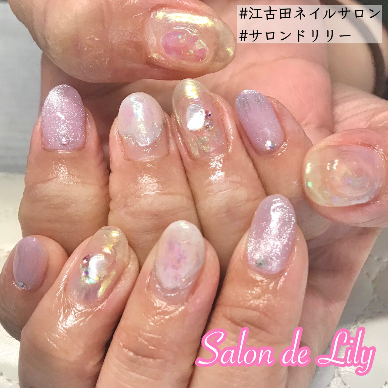 春 オールシーズン ハンド ホログラム シースルー Salondelilyのネイルデザイン No ネイルブック