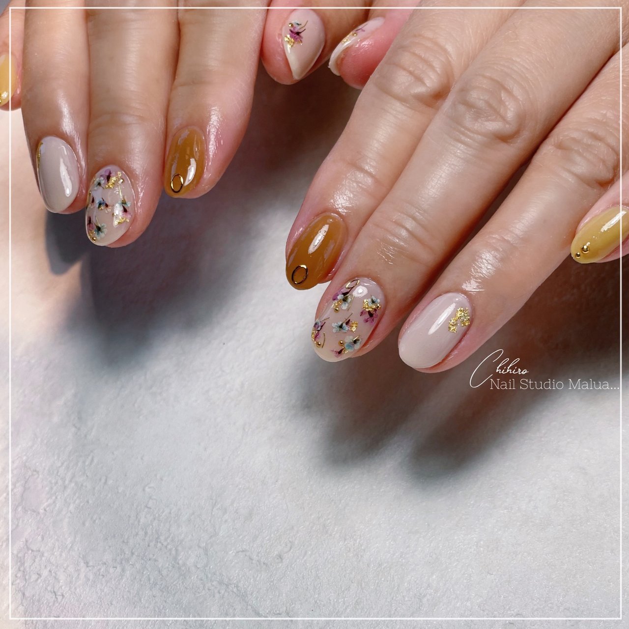 春 秋 オールシーズン ハンド シンプル Nail Studio Malua Chihiroのネイルデザイン No ネイル ブック