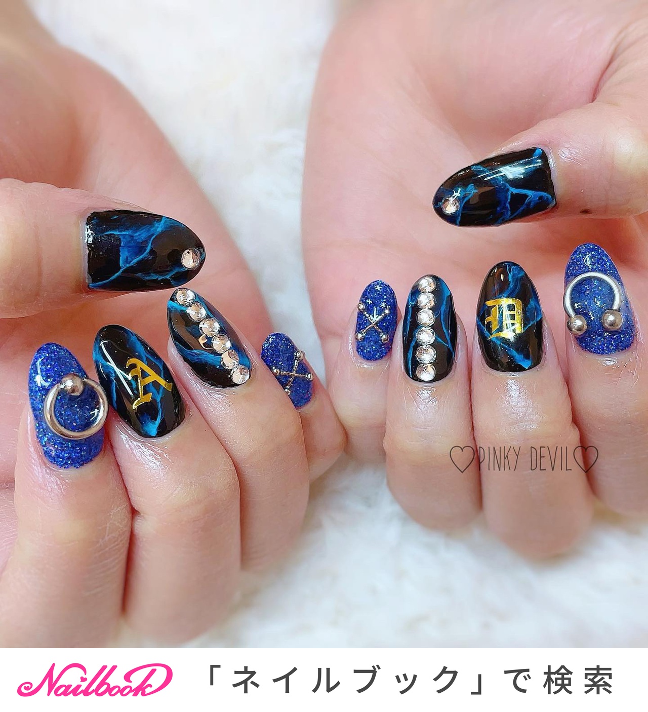 青大理石ネイルのネイルデザイン ネイルブック