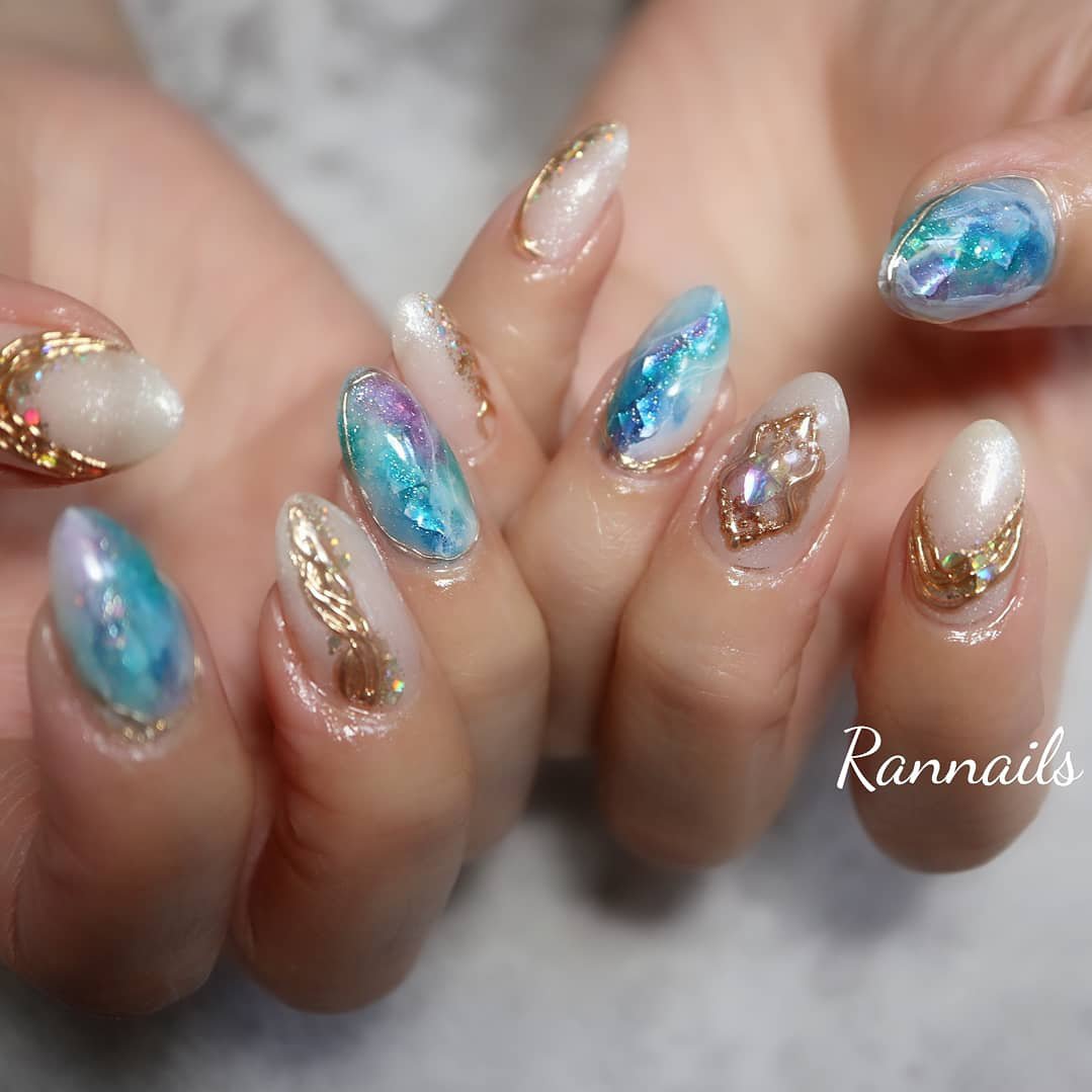 夏 旅行 海 リゾート 大理石 Rannailsのネイルデザイン No ネイルブック