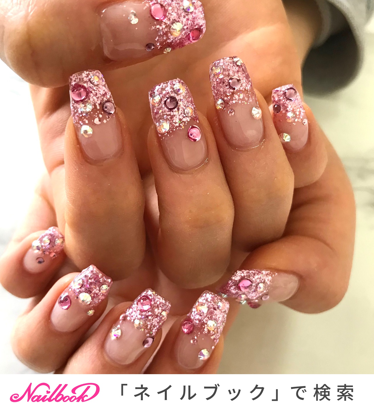 春 グラデーション ラメ ビジュー クリア Nail Room Amery のネイルデザイン No ネイルブック