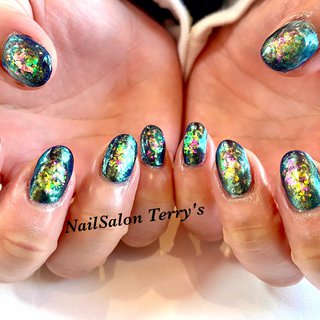 おすすめ順 オーロラ ネイビー ハロウィンのネイルデザイン ネイルブック