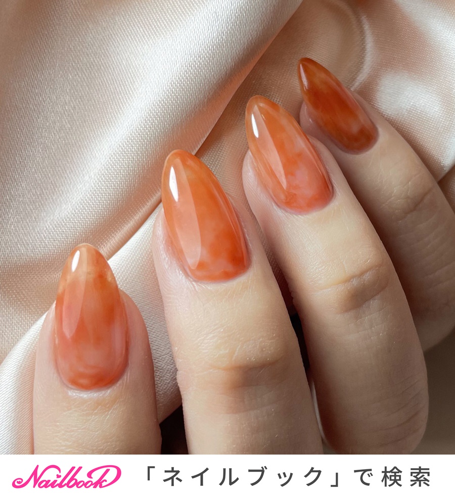 人気順 くすみオレンジのネイルデザイン ネイルブック