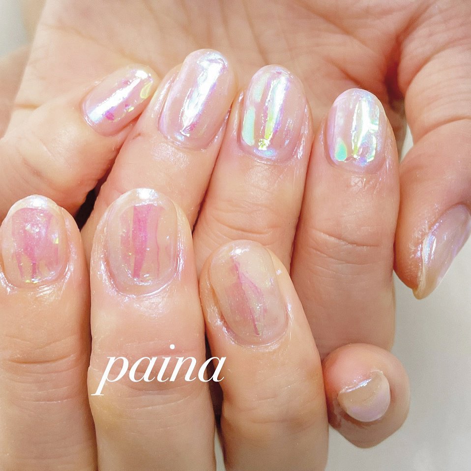 ハンド オーロラ クリア ジェル お客様 越谷市 ネイルパイナ Nailpainaのネイルデザイン No ネイルブック