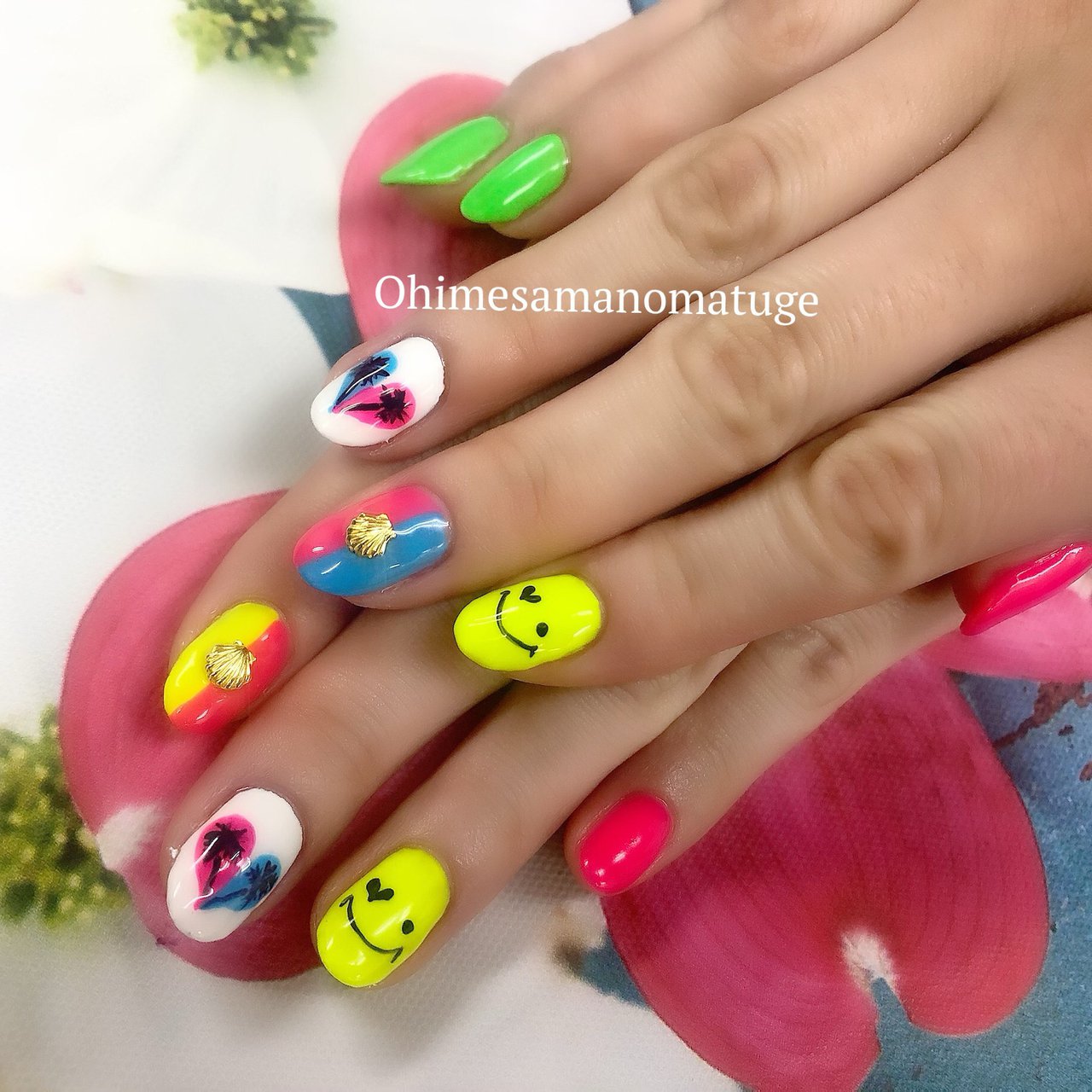 夏 リゾート ハンド シェル ハート Ohimesamanomatugeのネイルデザイン No ネイルブック