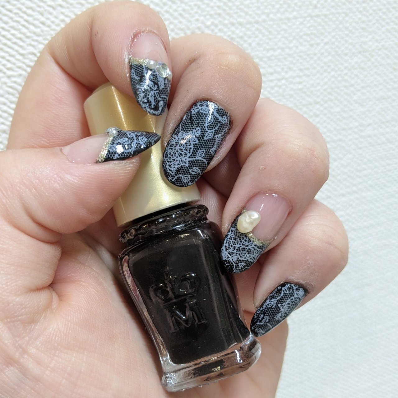 ハンド フレンチ レース ブラック セルフネイラララーのネイルデザイン No ネイルブック