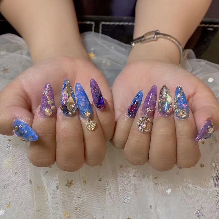 ミディアム ブルー パープル パンダ Nail 川崎のネイルデザイン No ネイルブック