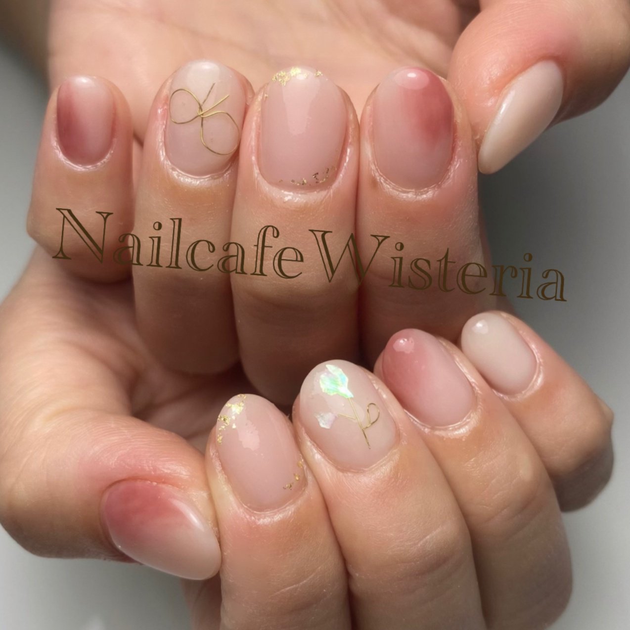 ベージュ ピンク ゴールド Nailcafewisteriaのネイルデザイン No ネイルブック