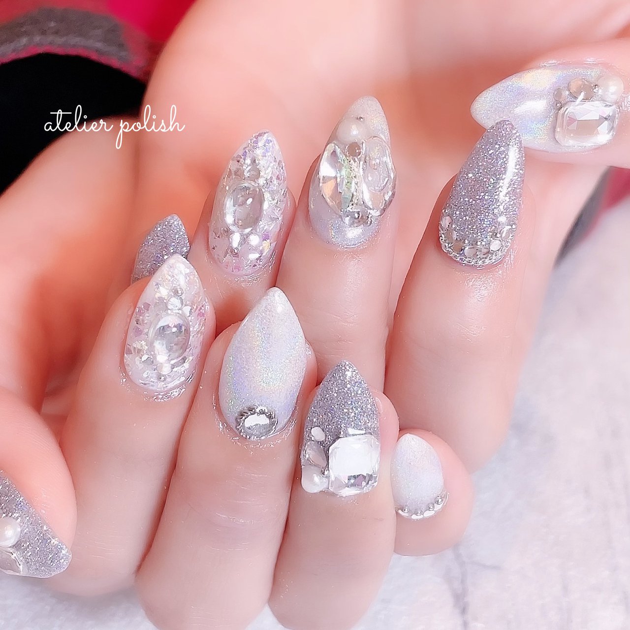 春 オールシーズン ブライダル ハンド ラメ 本八幡 Atelier Polish Maiのネイルデザイン No ネイルブック