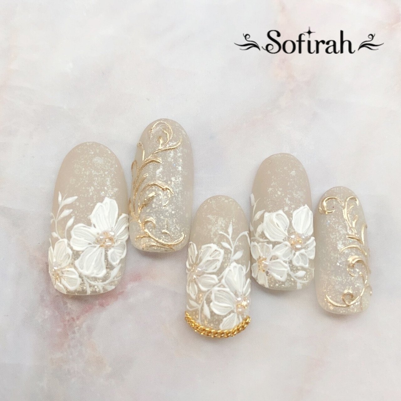 冬 オールシーズン ハンド フラワー ホワイト Sofirah公式のネイルデザイン No ネイルブック