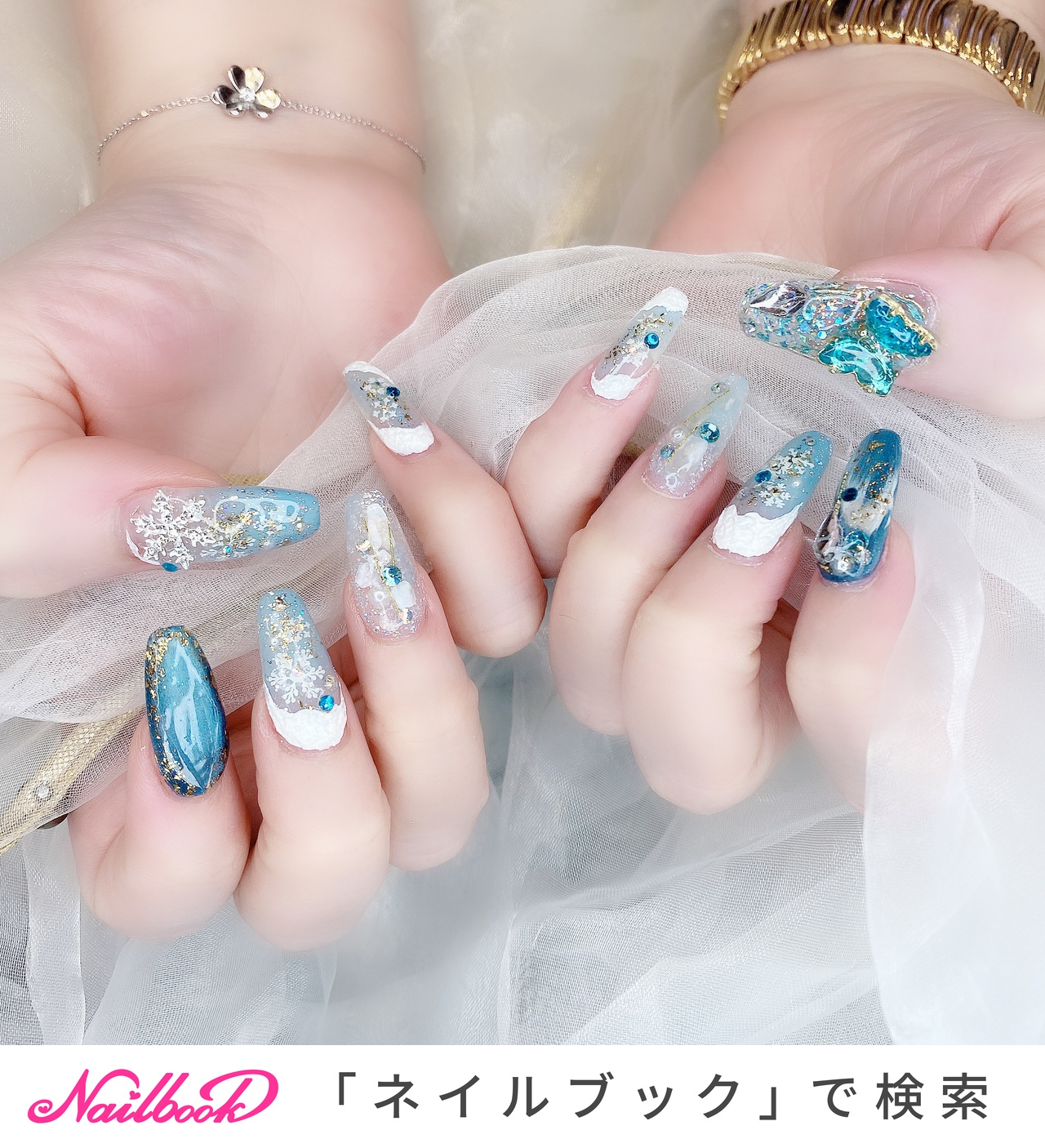 雪の結晶 スカルプチュアのネイルデザイン ネイルブック