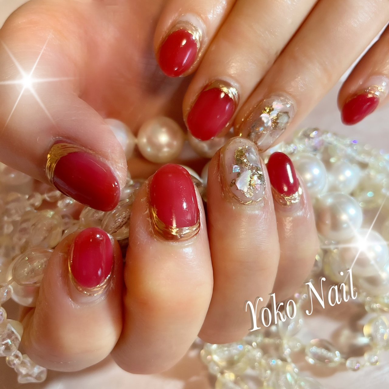 オールシーズン ワンカラー ミラー クリア レッド Yoko Nailのネイルデザイン No ネイルブック