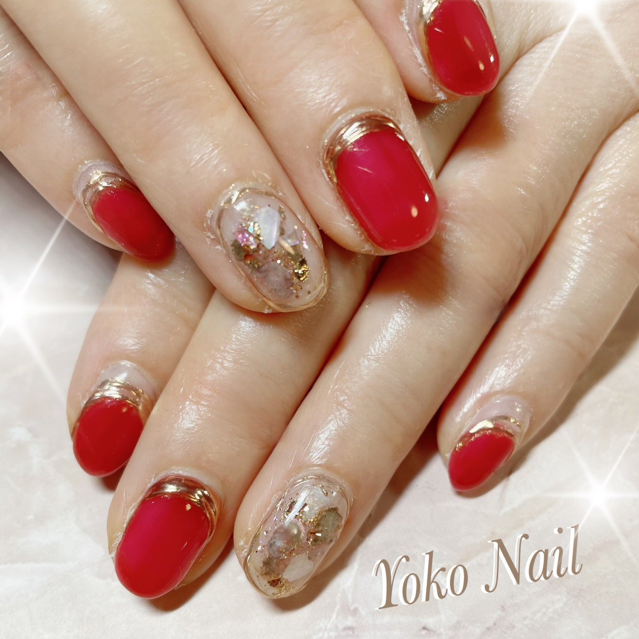 オールシーズン ワンカラー ミラー クリア レッド Yoko Nailのネイルデザイン No ネイルブック