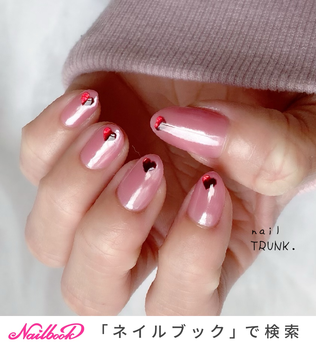 ハンド レッド ラブリーネイルのネイルデザイン ネイルブック