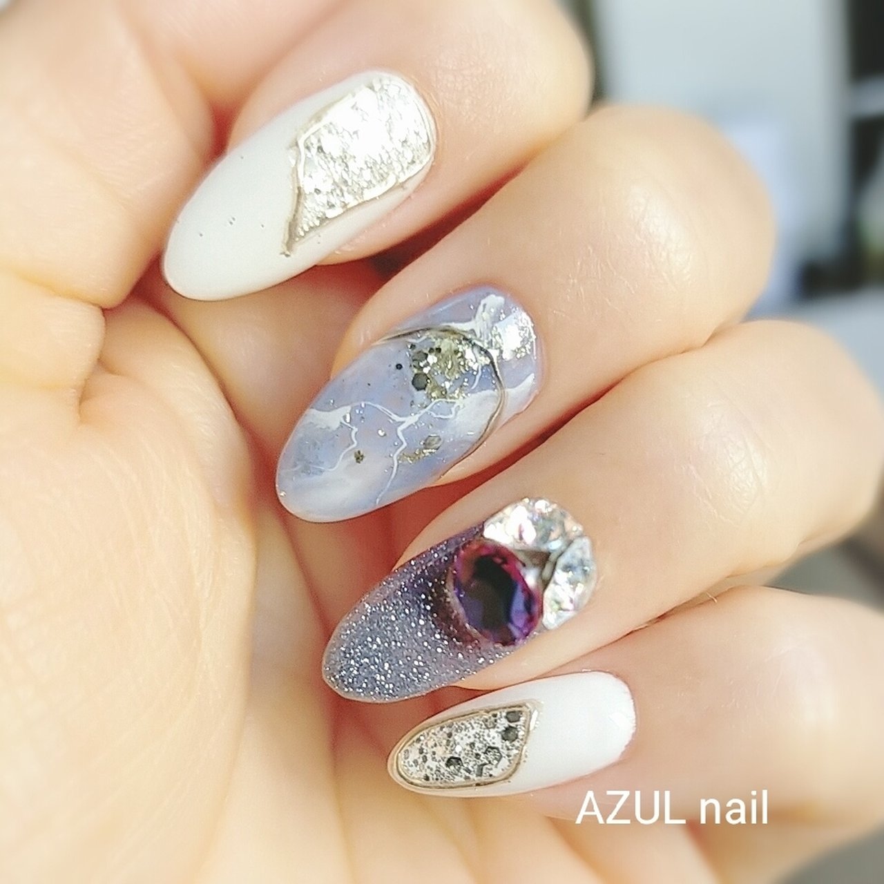 春 夏 オールシーズン ハンド ラメ Azul Nailsalon 京成小岩のネイルデザイン No ネイルブック