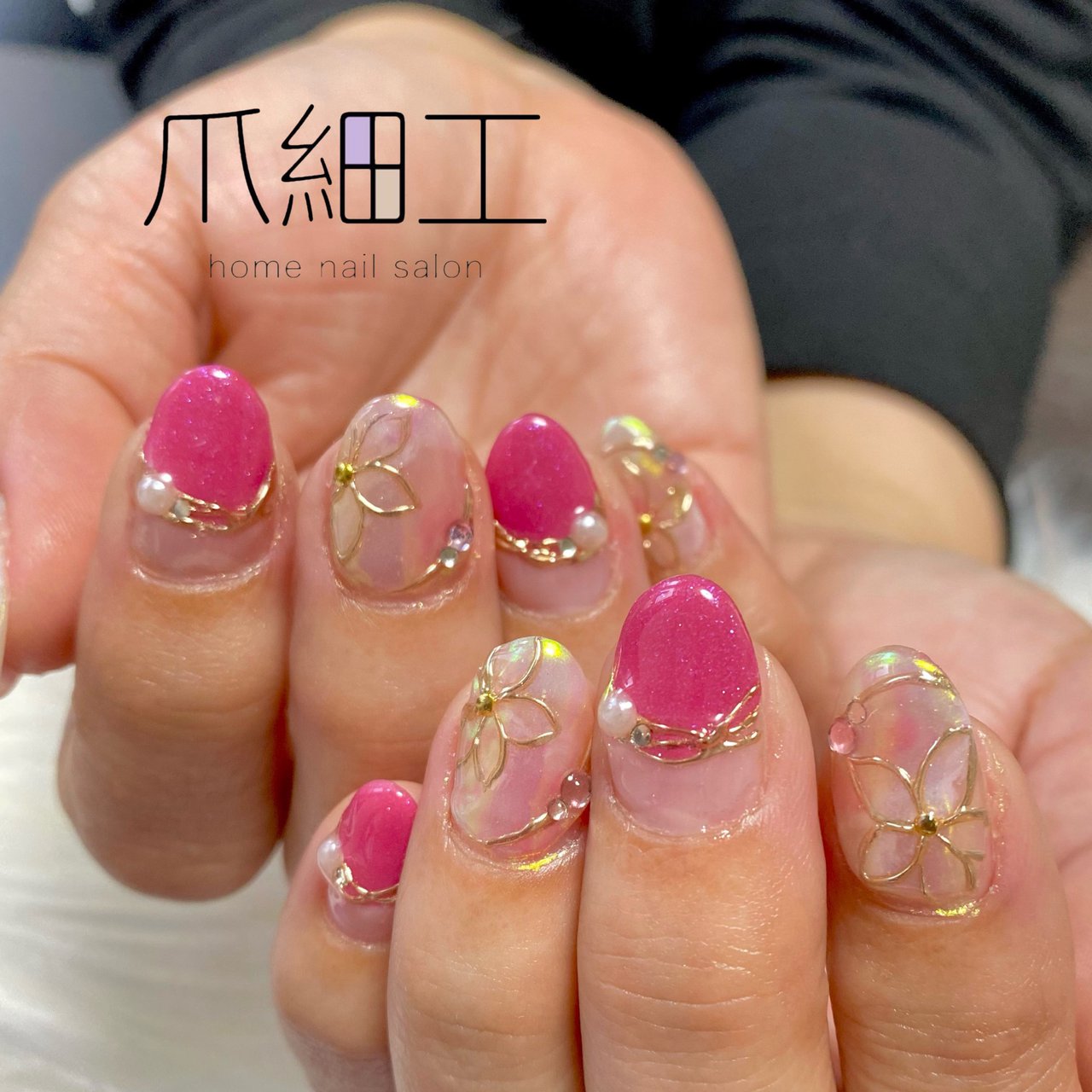 春 夏 ハンド 変形フレンチ フラワー 爪細工のネイルデザイン No ネイルブック