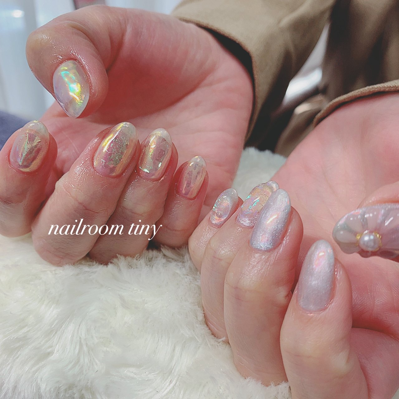 ネイルチップニュアンスマグネットマーメイド幻想ぷっくりオーロラ934