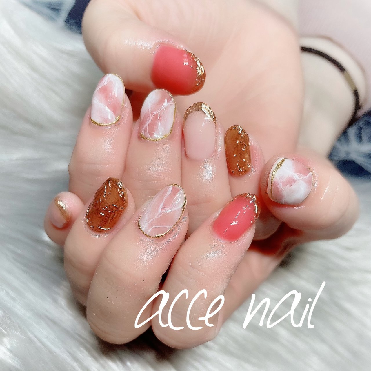 オールシーズン ハンド ワンカラー 大理石 ミラー Acce Nailのネイルデザイン No ネイルブック