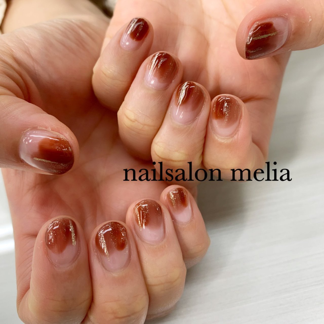オールシーズン ハンド シンプル ニュアンス ブラウン Nailsalon Melia のネイルデザイン No ネイルブック