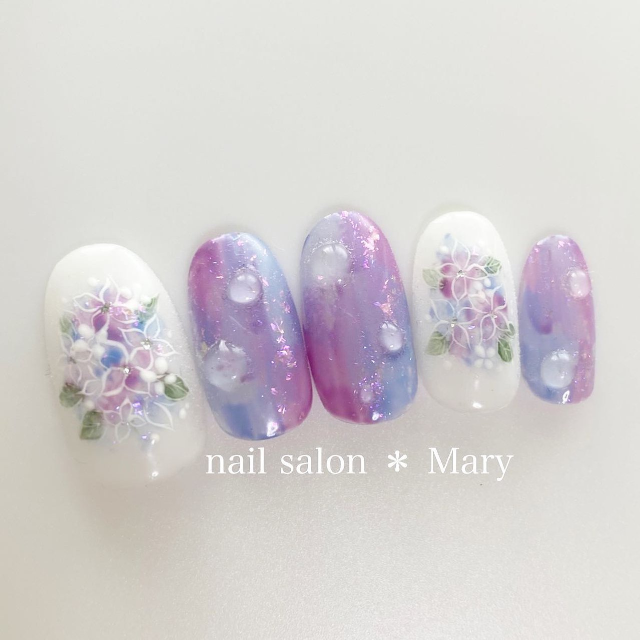 梅雨 ハンド フラワー 水滴 タイダイ Maryのネイルデザイン No ネイルブック