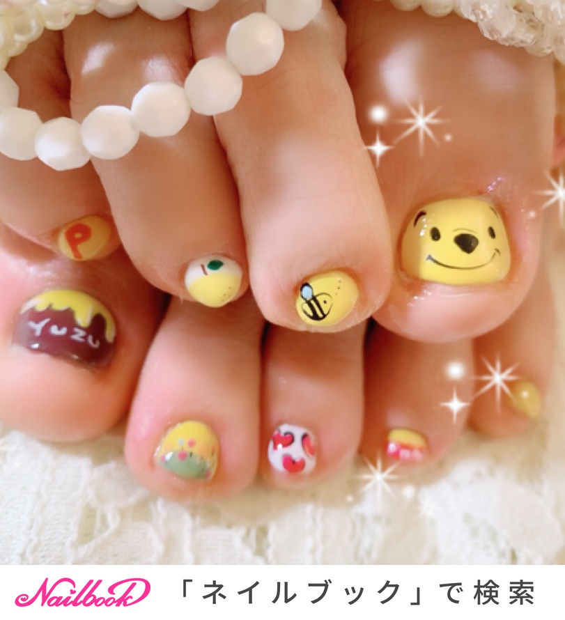 プーさんフットネイルのネイルデザイン ネイルブック