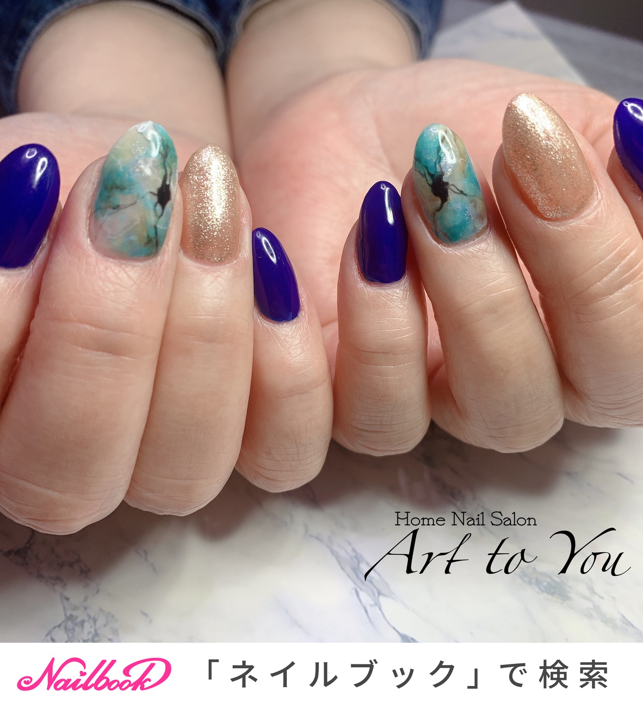 オールシーズン ハンド ワンカラー 大理石 ミディアム Homenailsalon Arttoyou のネイルデザイン No ネイルブック