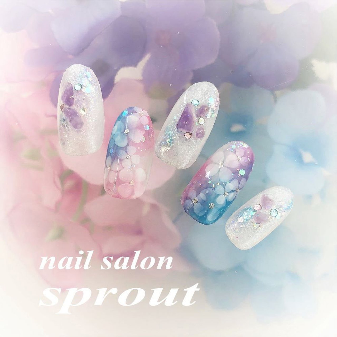 浴衣 パーティー ハンド グラデーション フラワー Nailsalon Sprout 池袋のネイルデザイン No ネイルブック